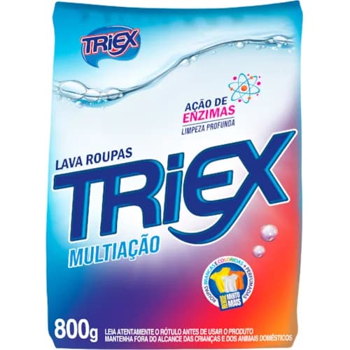 LAVA ROUPAS EM PÓ TRIEX MULTIAÇÃO 800G