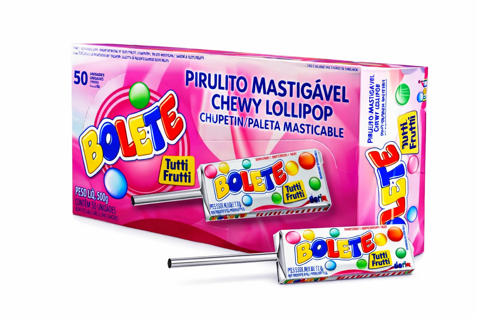 PIRULITO MASTIGÁVEL BOLETE SABOR TUTTI FRUTI 560G