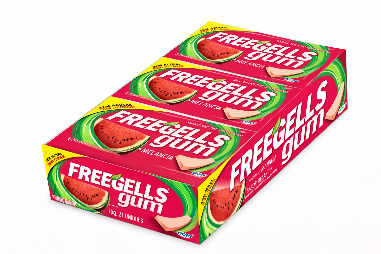 GOMA DE MASCAR MELANCIA 15 UNIDADES FREEGELLS